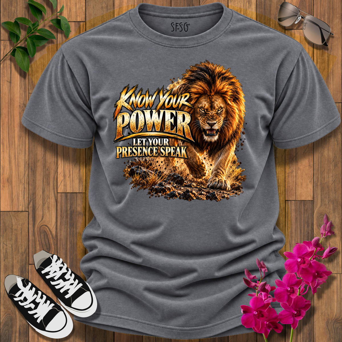 Lion 'Know Your Power - Let Your Presence Speak' T-Shirt
