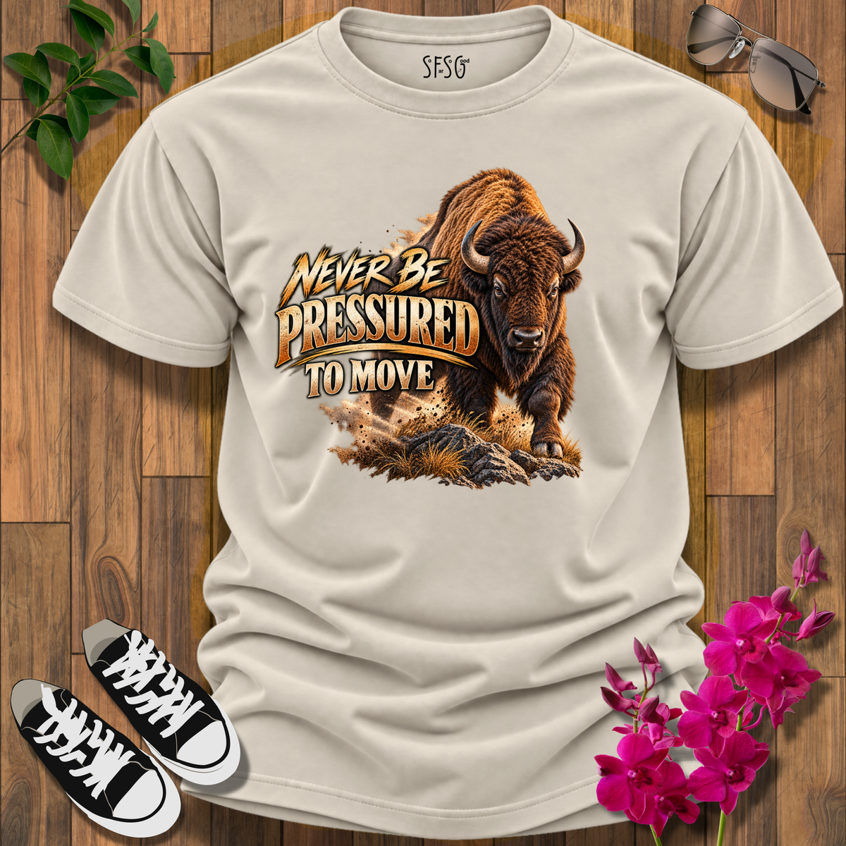 "Buffalo" T-Shirt – "Never Be Pressured to Move" Motivational Tee