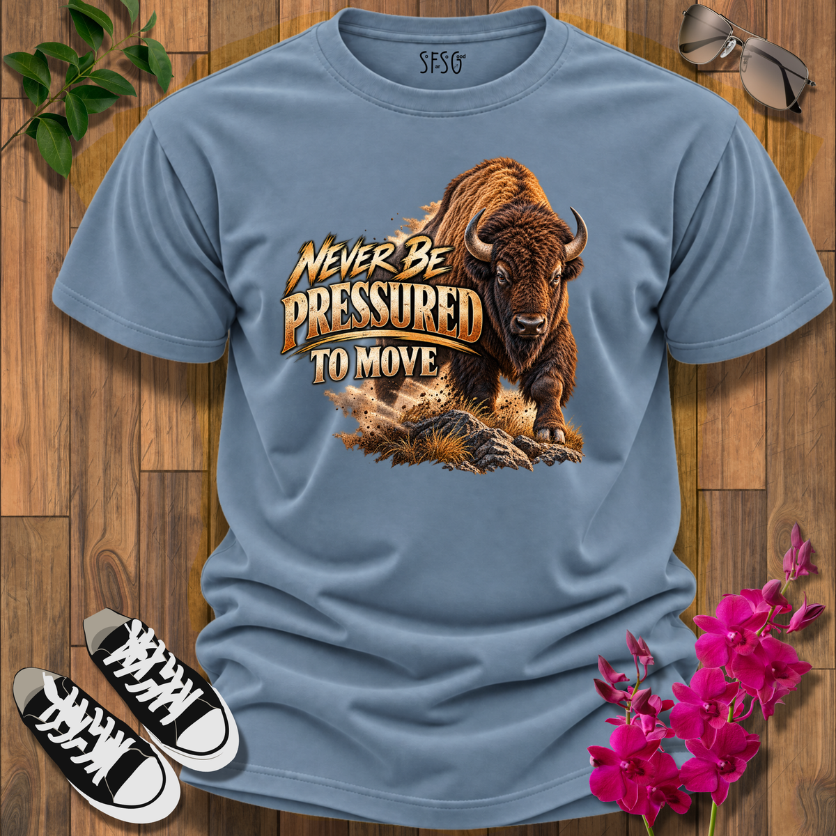 "Buffalo" T-Shirt – "Never Be Pressured to Move" Motivational Tee