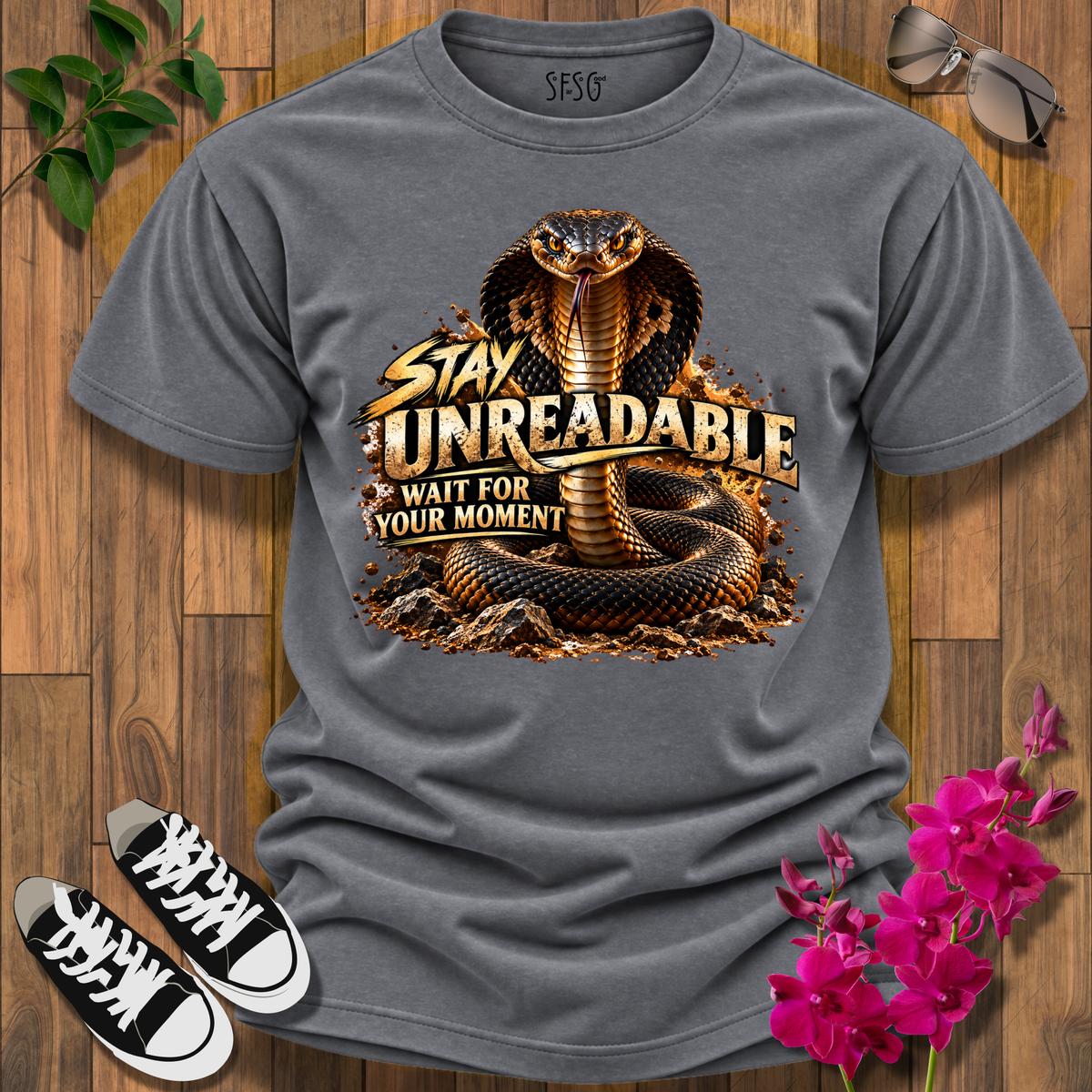 "Cobra" T-Shirt — “Stay Unreadable, Wait For Your Moment” Graphic Tee