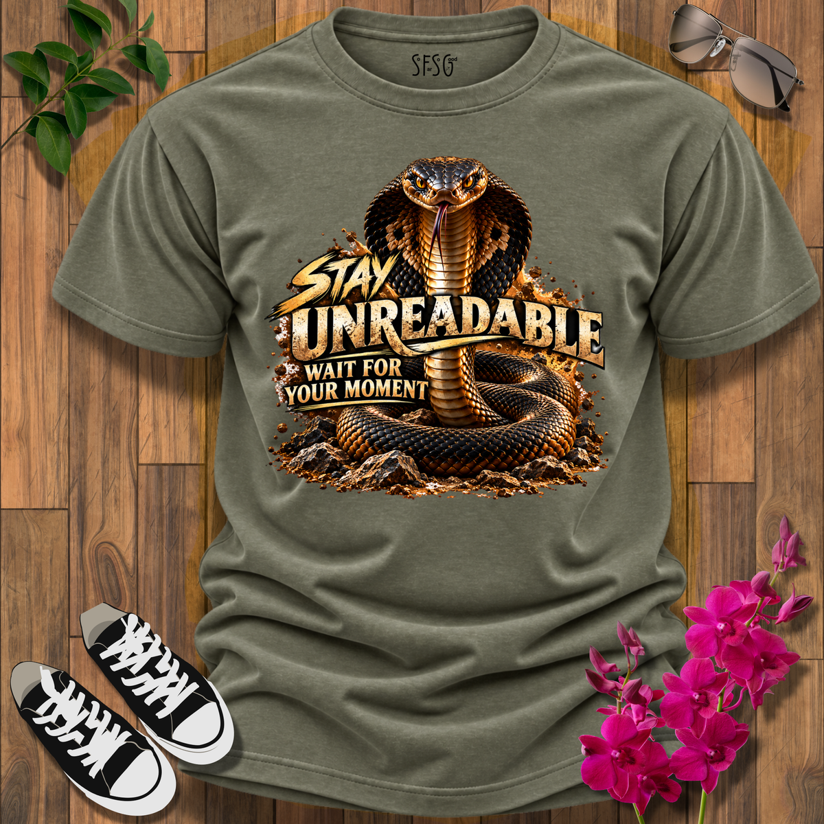 "Cobra" T-Shirt — “Stay Unreadable, Wait For Your Moment” Graphic Tee
