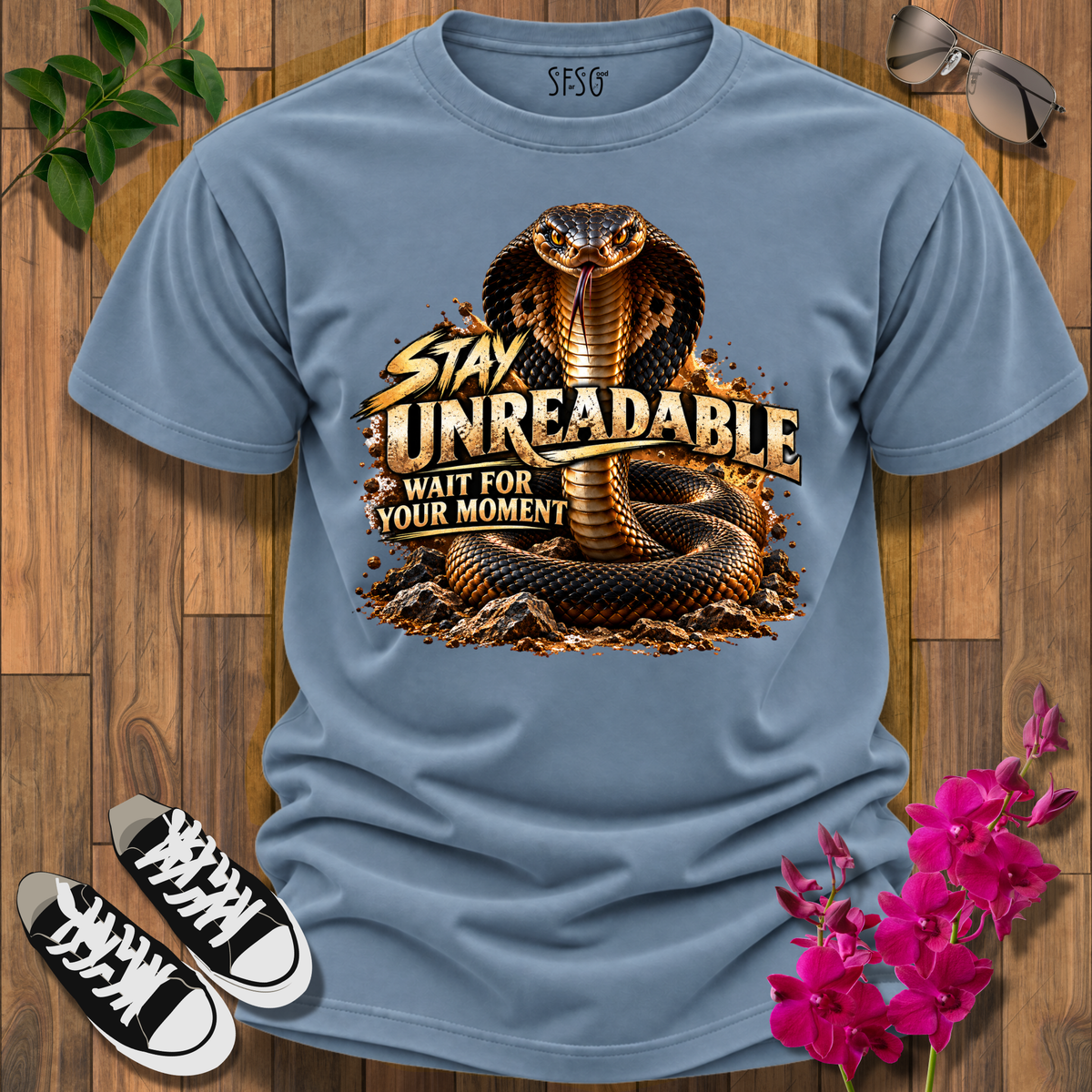"Cobra" T-Shirt — “Stay Unreadable, Wait For Your Moment” Graphic Tee
