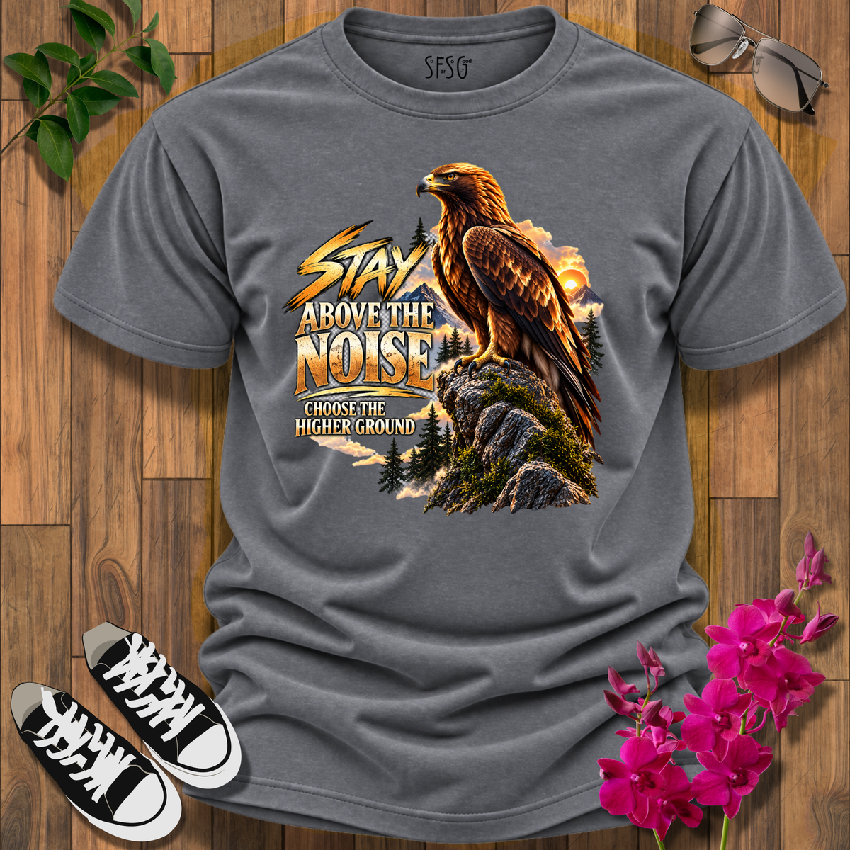 "Eagle" T-Shirt Stay Above the Noise Graphic Tee