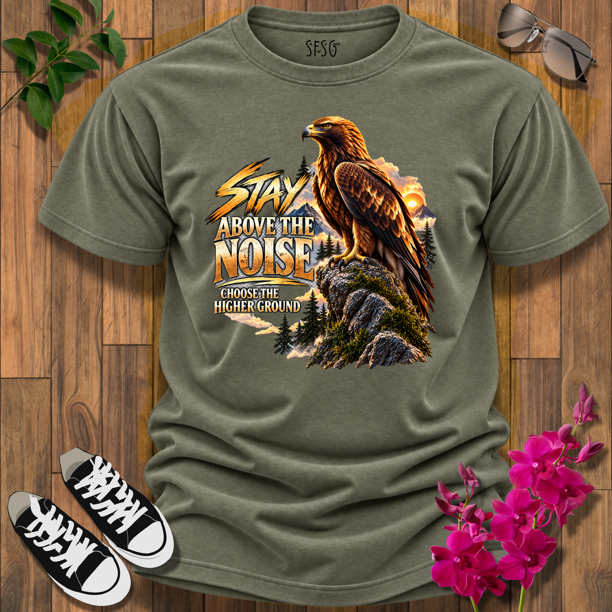 "Eagle" T-Shirt Stay Above the Noise Graphic Tee