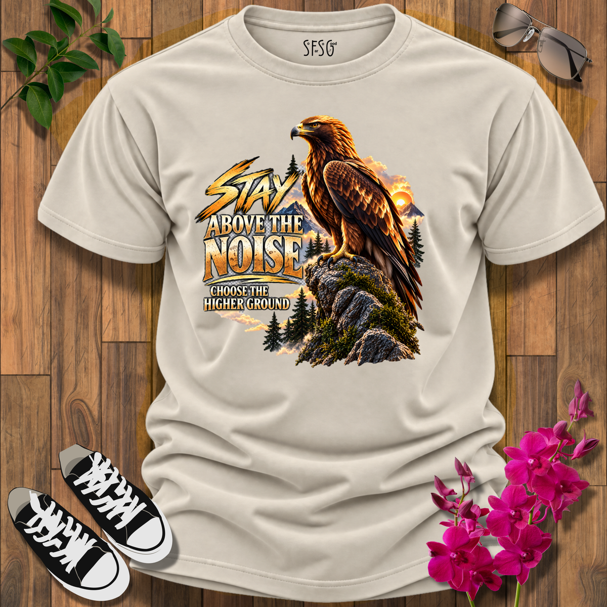 "Eagle" T-Shirt Stay Above the Noise Graphic Tee