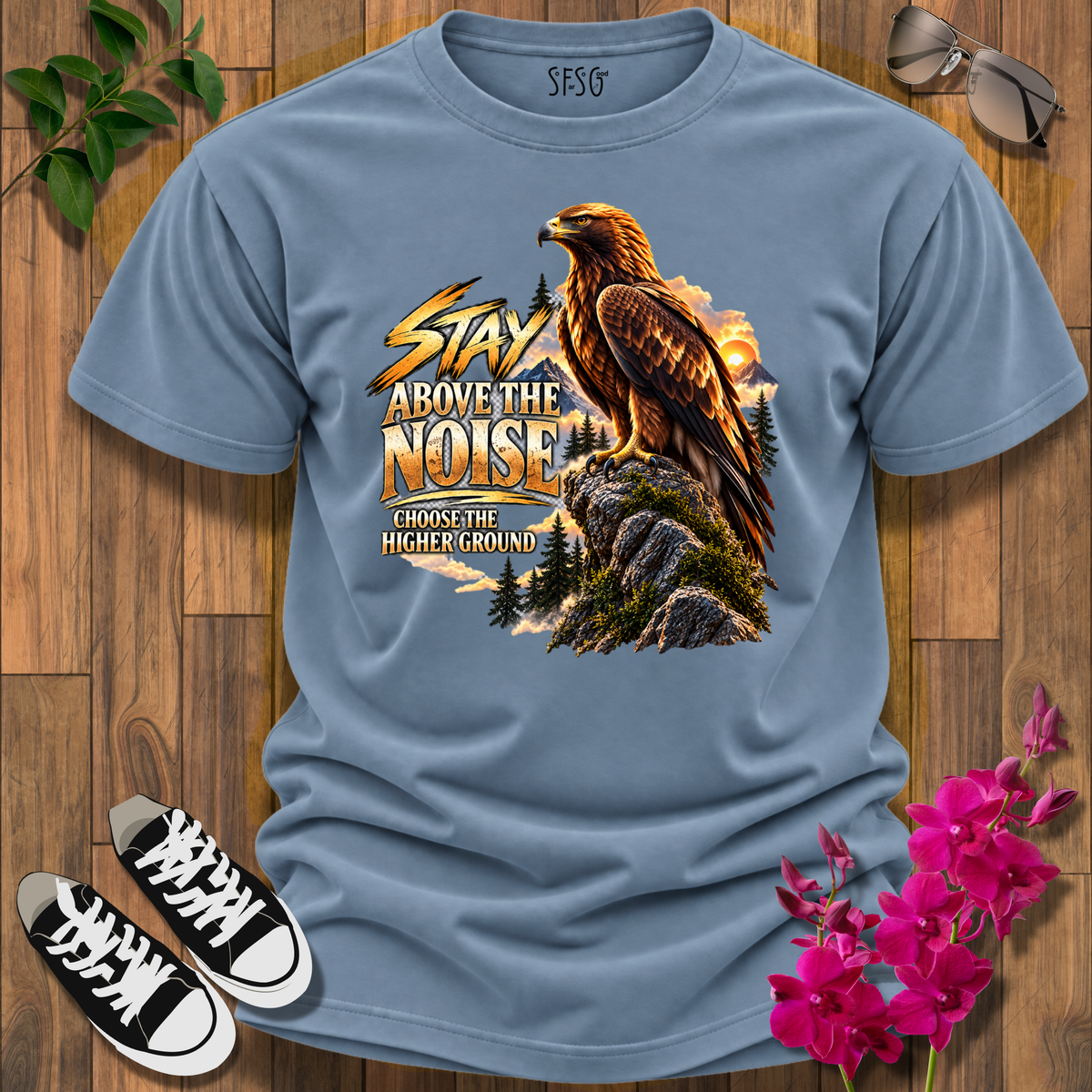 "Eagle" T-Shirt Stay Above the Noise Graphic Tee