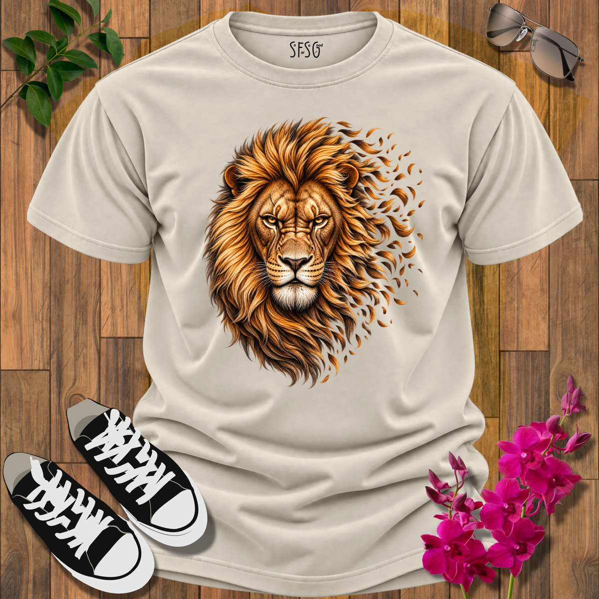 'Fierce Faded' T-Shirt — Regal Majestic Lion Graphic Tee