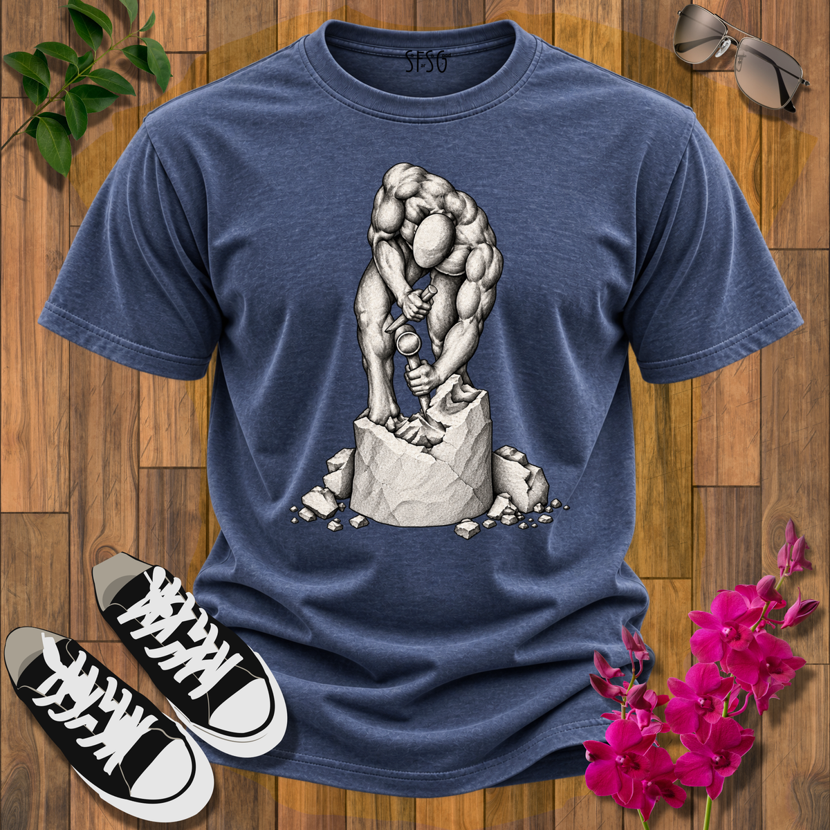 "Self Made" T-Shirt — Stone Sculpture Graphic Tee