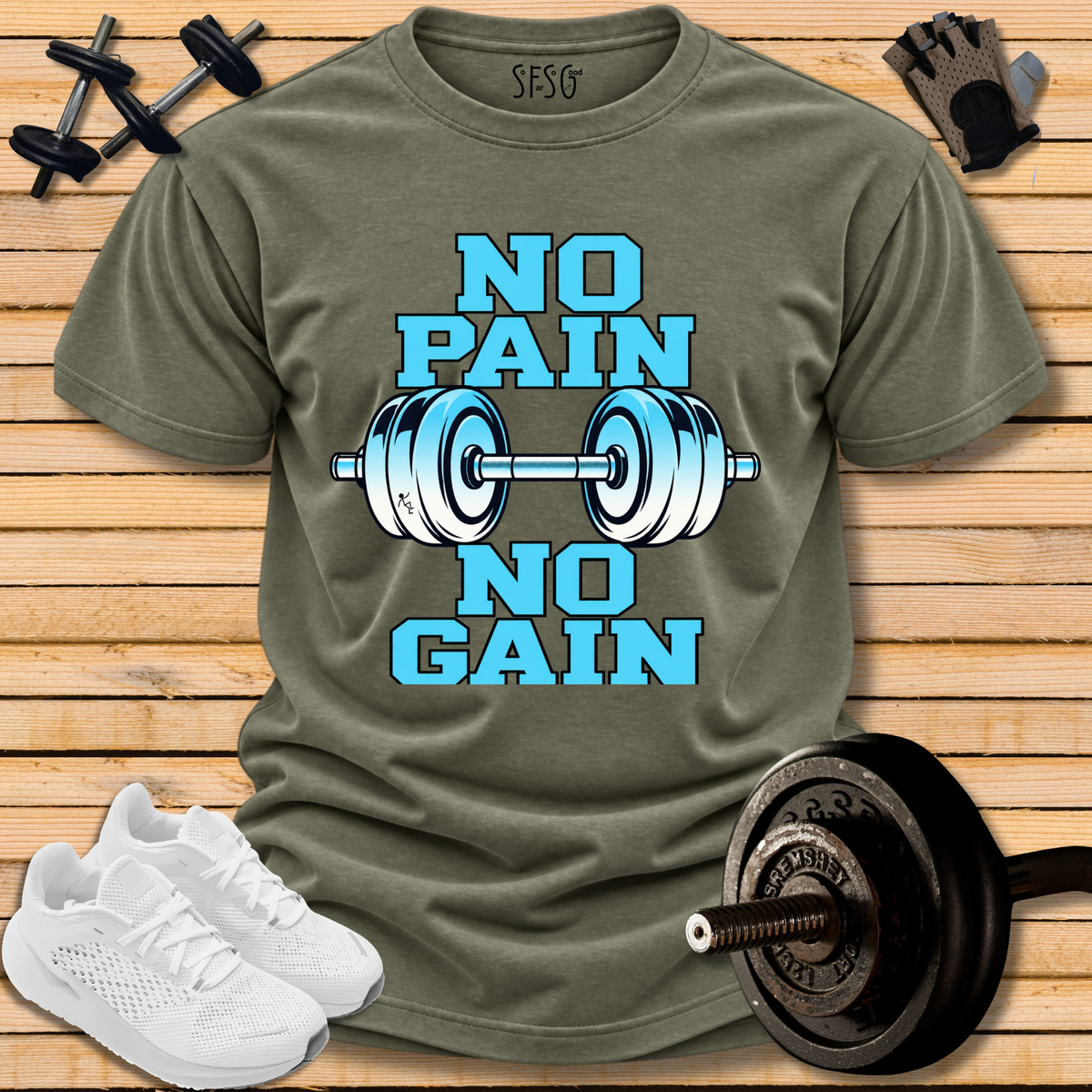 "No Pain" T-Shirt Gym Workout soft Tee