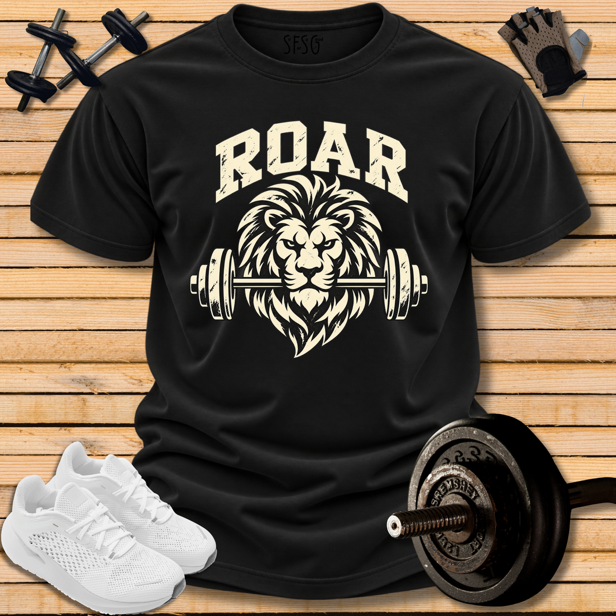 'Roar'T-Shirt —  Gym Lion Motivational Workout Tee