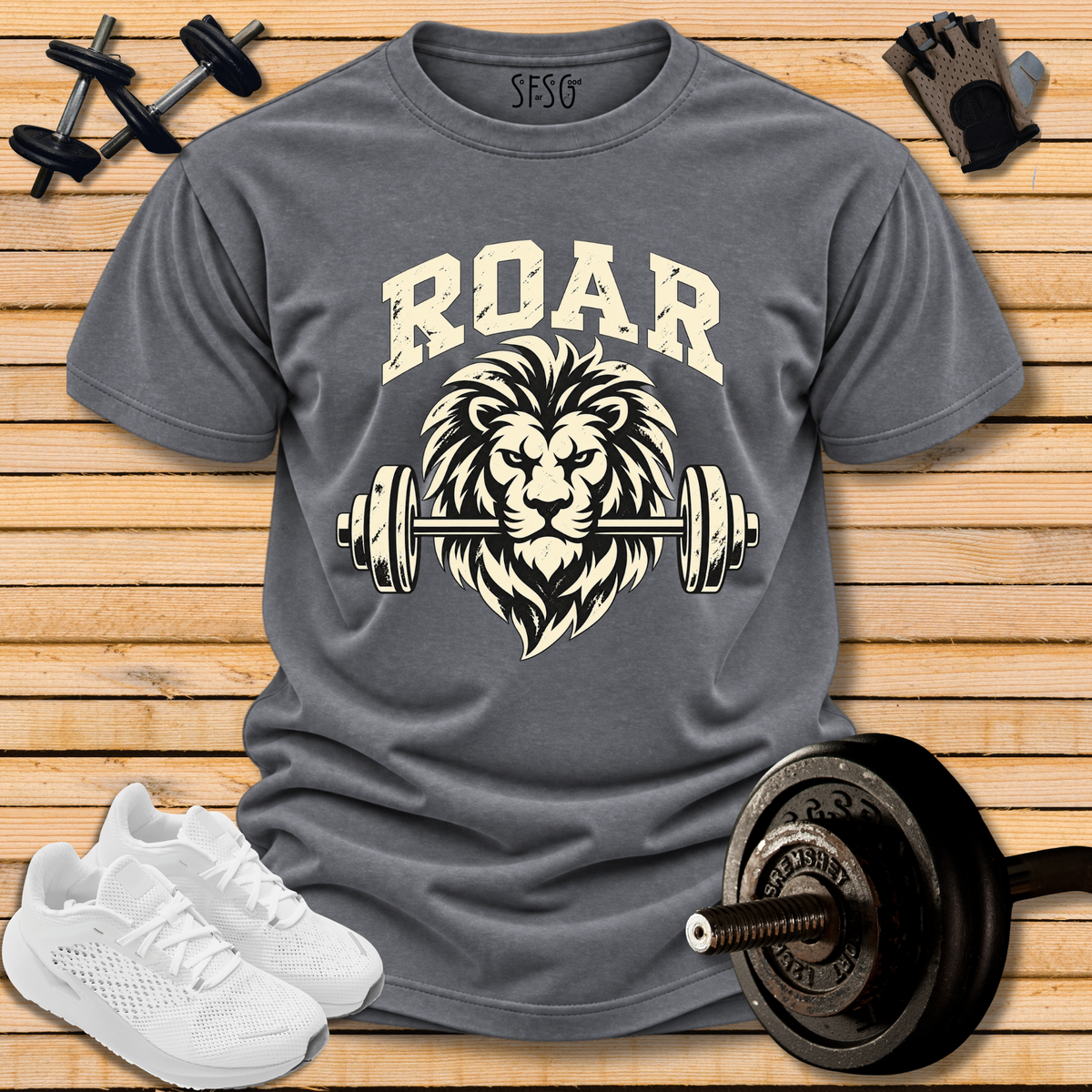 'Roar'T-Shirt —  Gym Lion Motivational Workout Tee