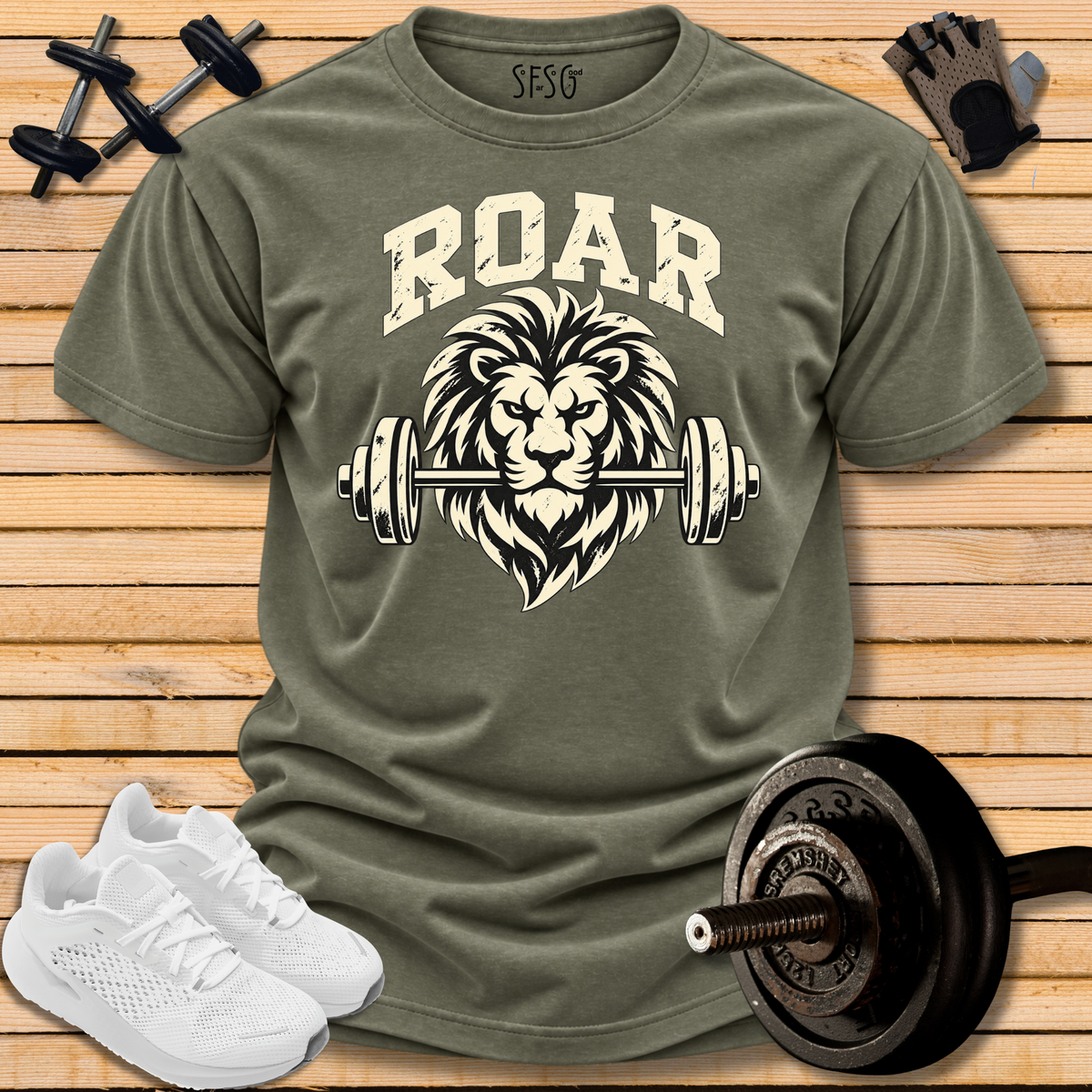 'Roar'T-Shirt —  Gym Lion Motivational Workout Tee