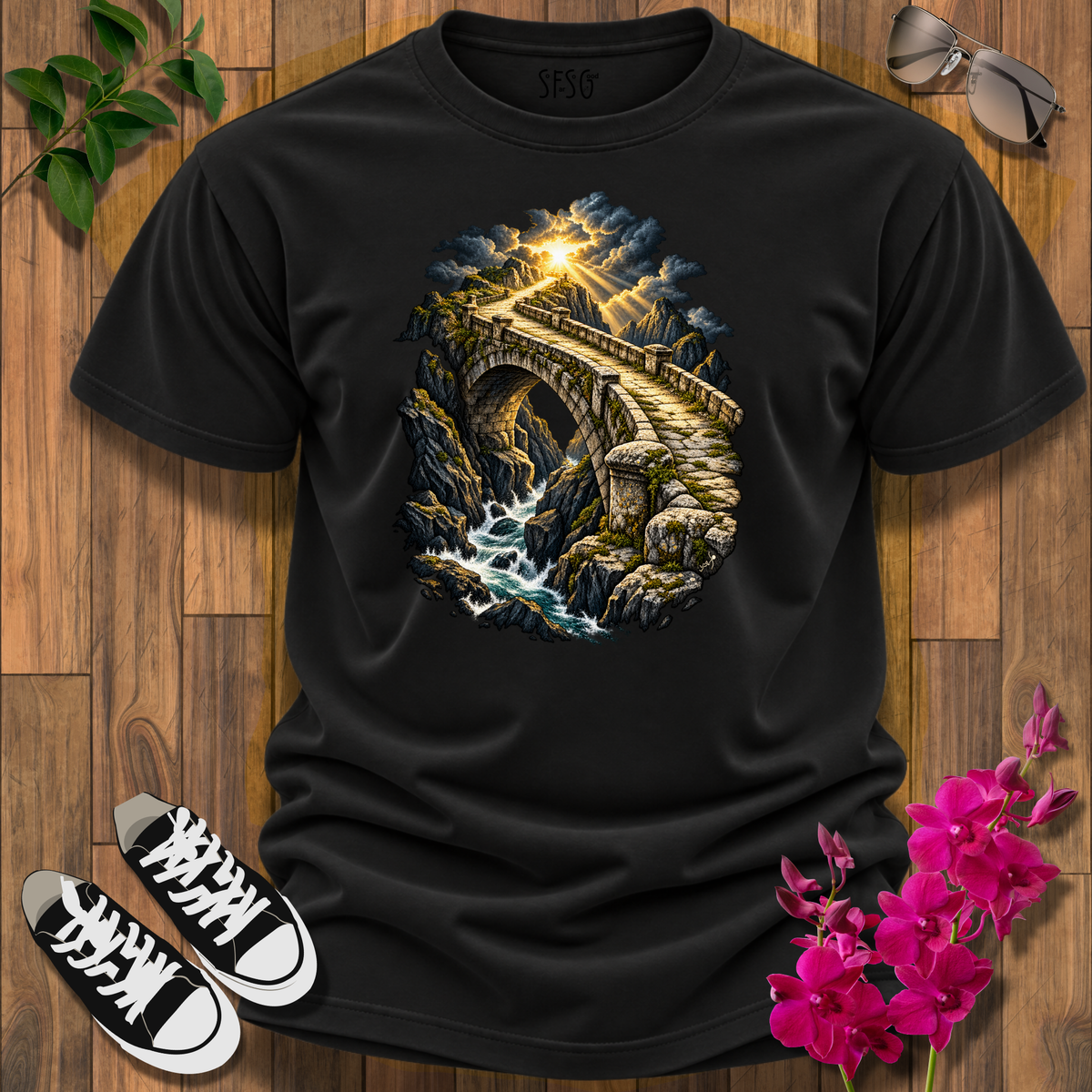 'Through It All' T-Shirt — Light Arch Bridge Graphic Tee