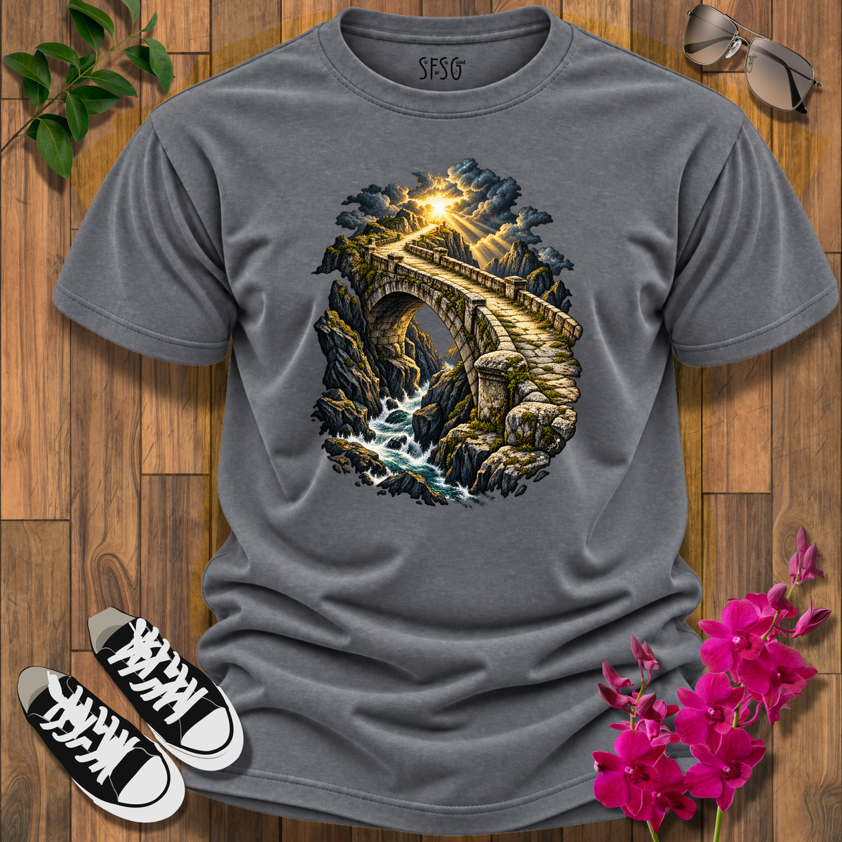 'Through It All' T-Shirt — Light Arch Bridge Graphic Tee