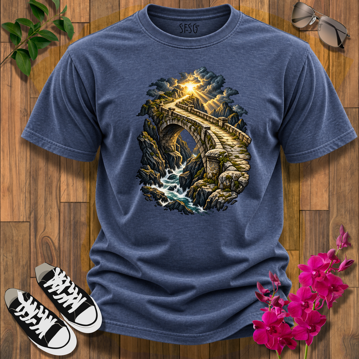 'Through It All' T-Shirt — Light Arch Bridge Graphic Tee