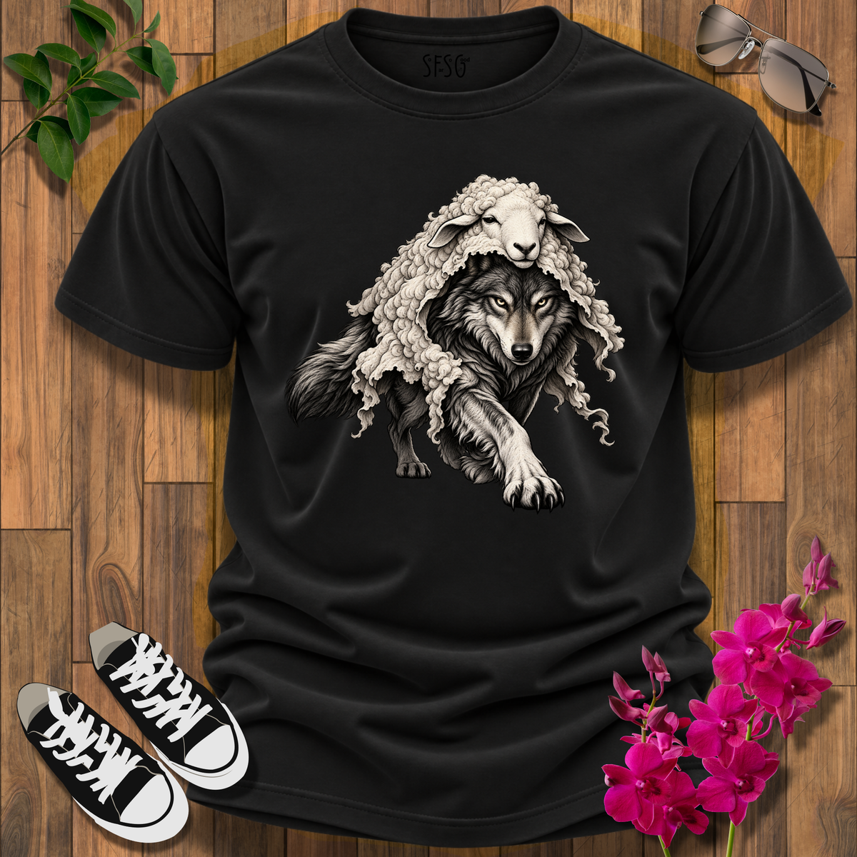 'Wolf in Sheep' T-Shirt — Dark Graphic Tee for Bold Style