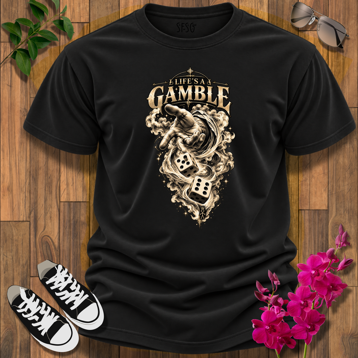 'Roll the Dicw' T-Shirt Life's a Gamble Graphic Tee