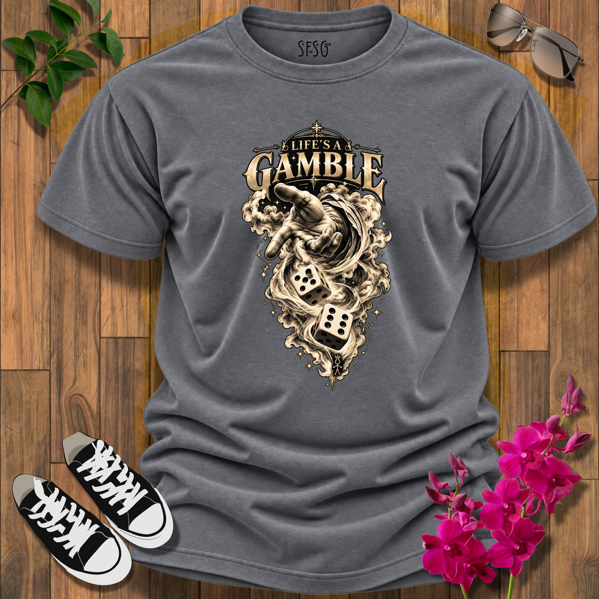 'Roll the Dicw' T-Shirt Life's a Gamble Graphic Tee