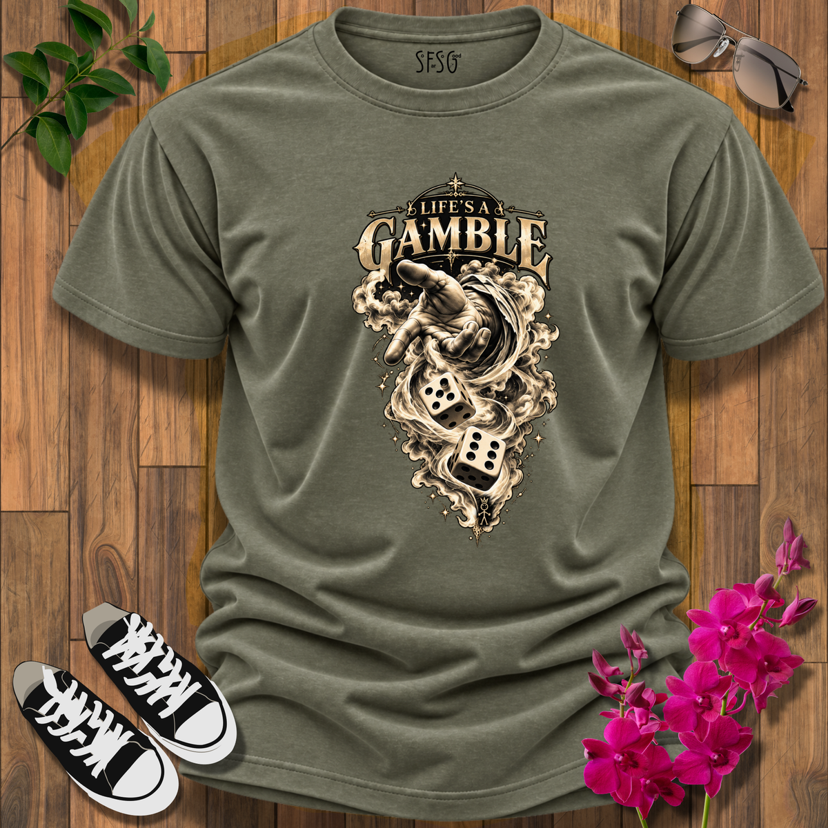 'Roll the Dicw' T-Shirt Life's a Gamble Graphic Tee