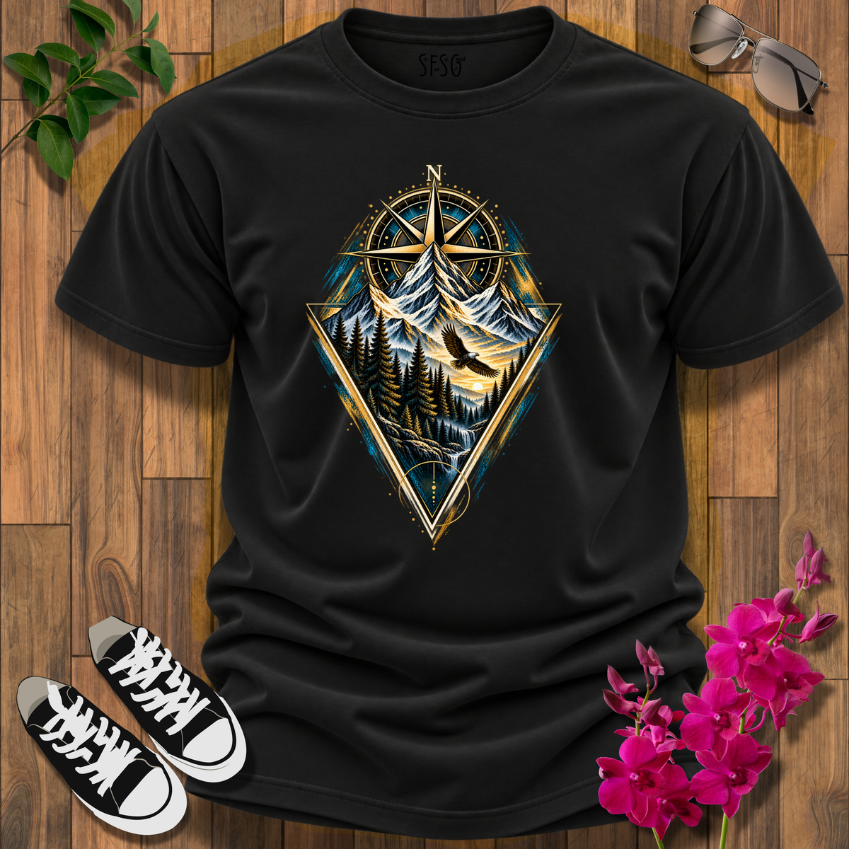 'Moral Compass' T-Shirt Mountain Motivational Graphic Tee