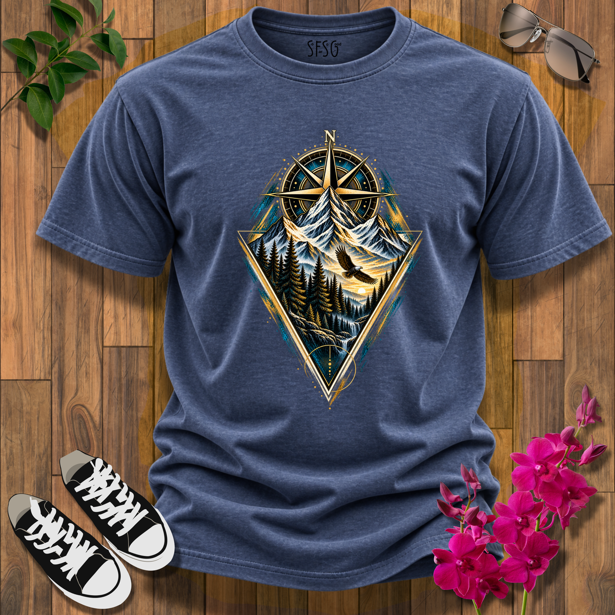'Moral Compass' T-Shirt Mountain Motivational Graphic Tee