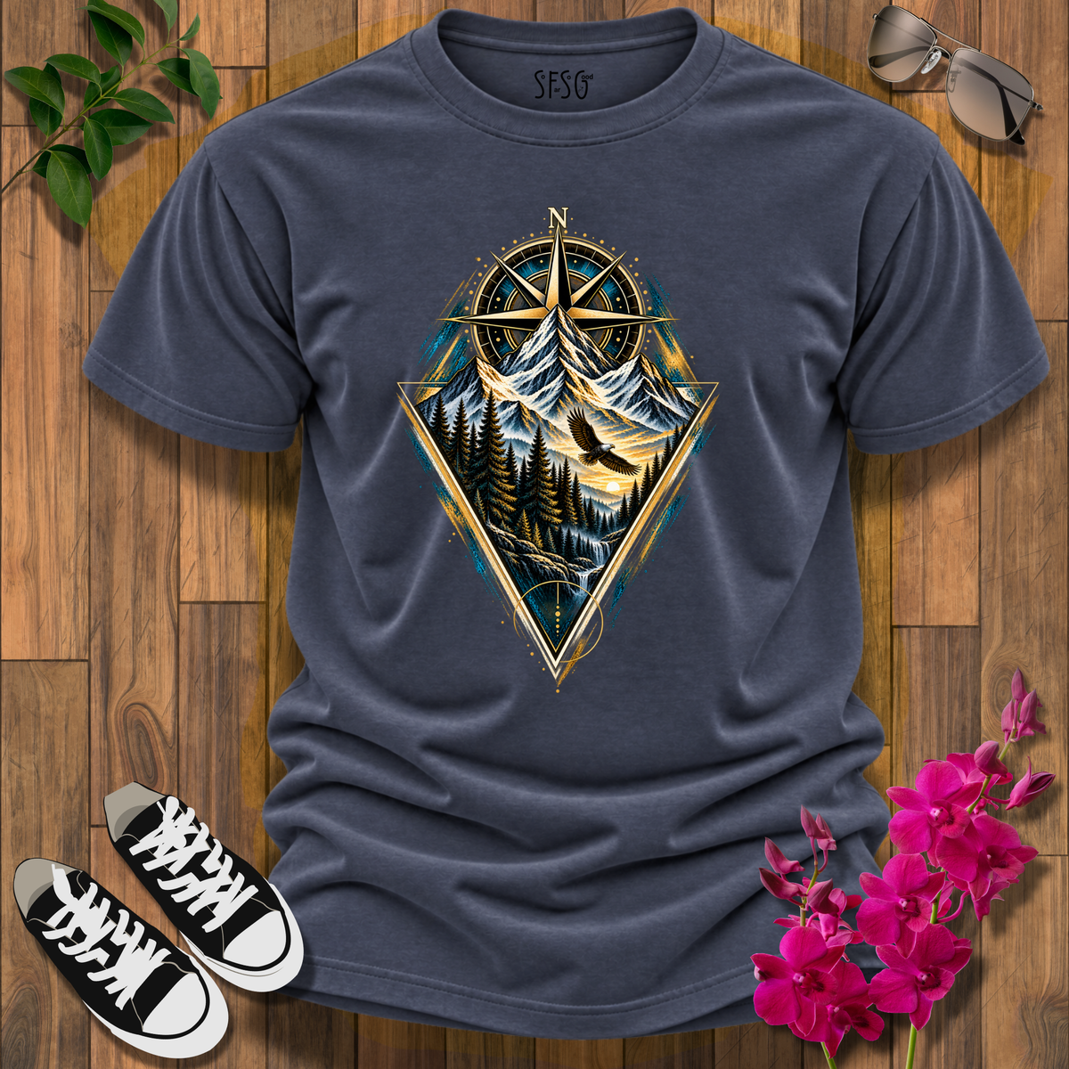 'Moral Compass' T-Shirt Mountain Motivational Graphic Tee