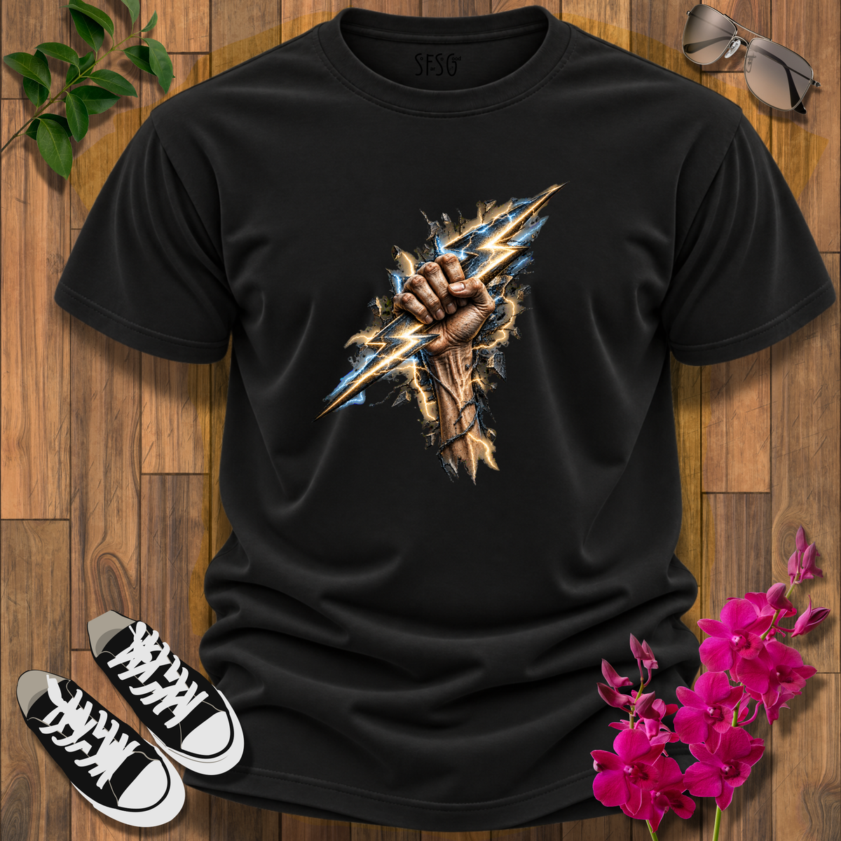 'Charged' T-Shirt Lightning Graphic Tee