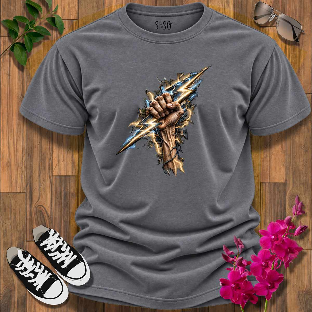'Charged' T-Shirt Lightning Graphic Tee
