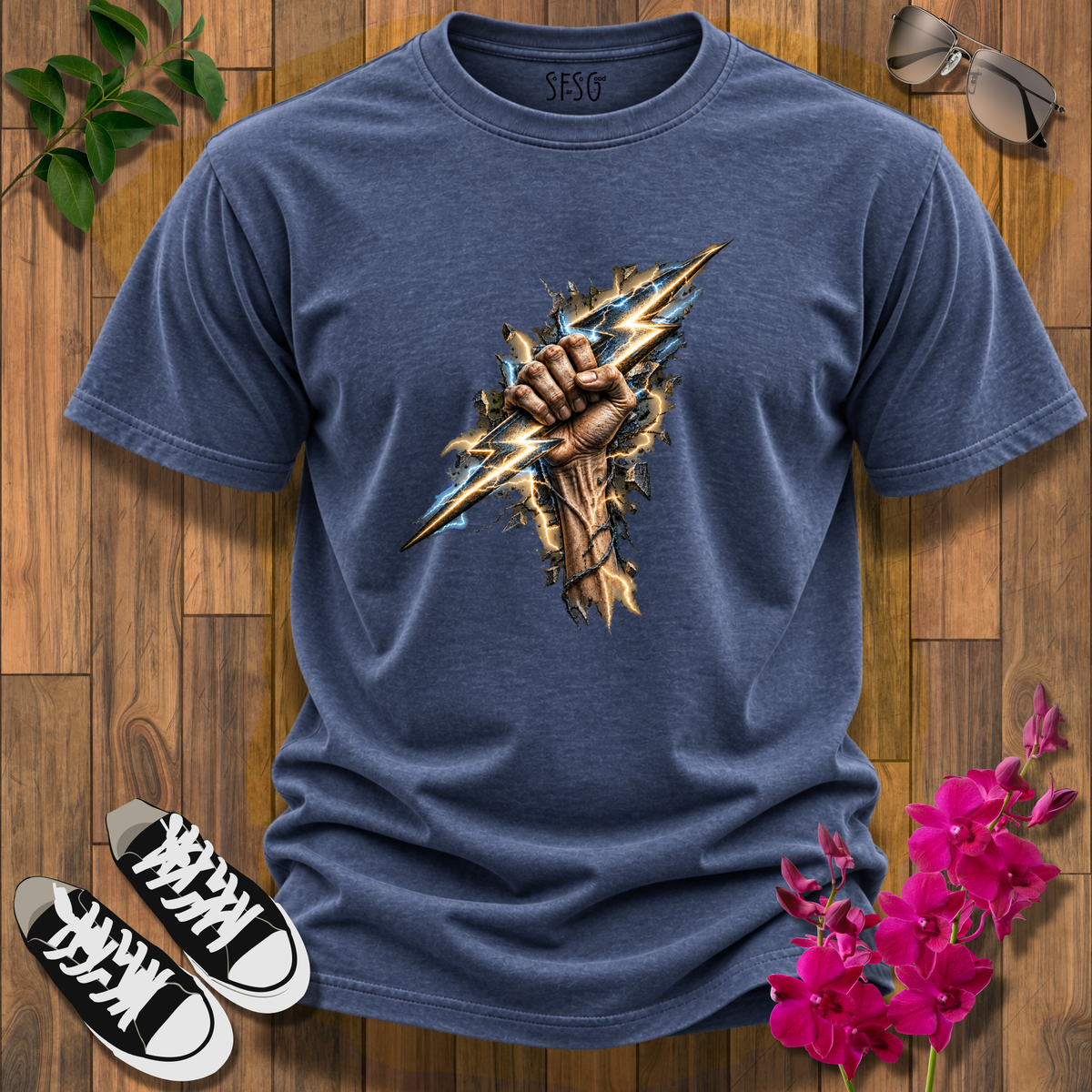 'Charged' T-Shirt Lightning Graphic Tee