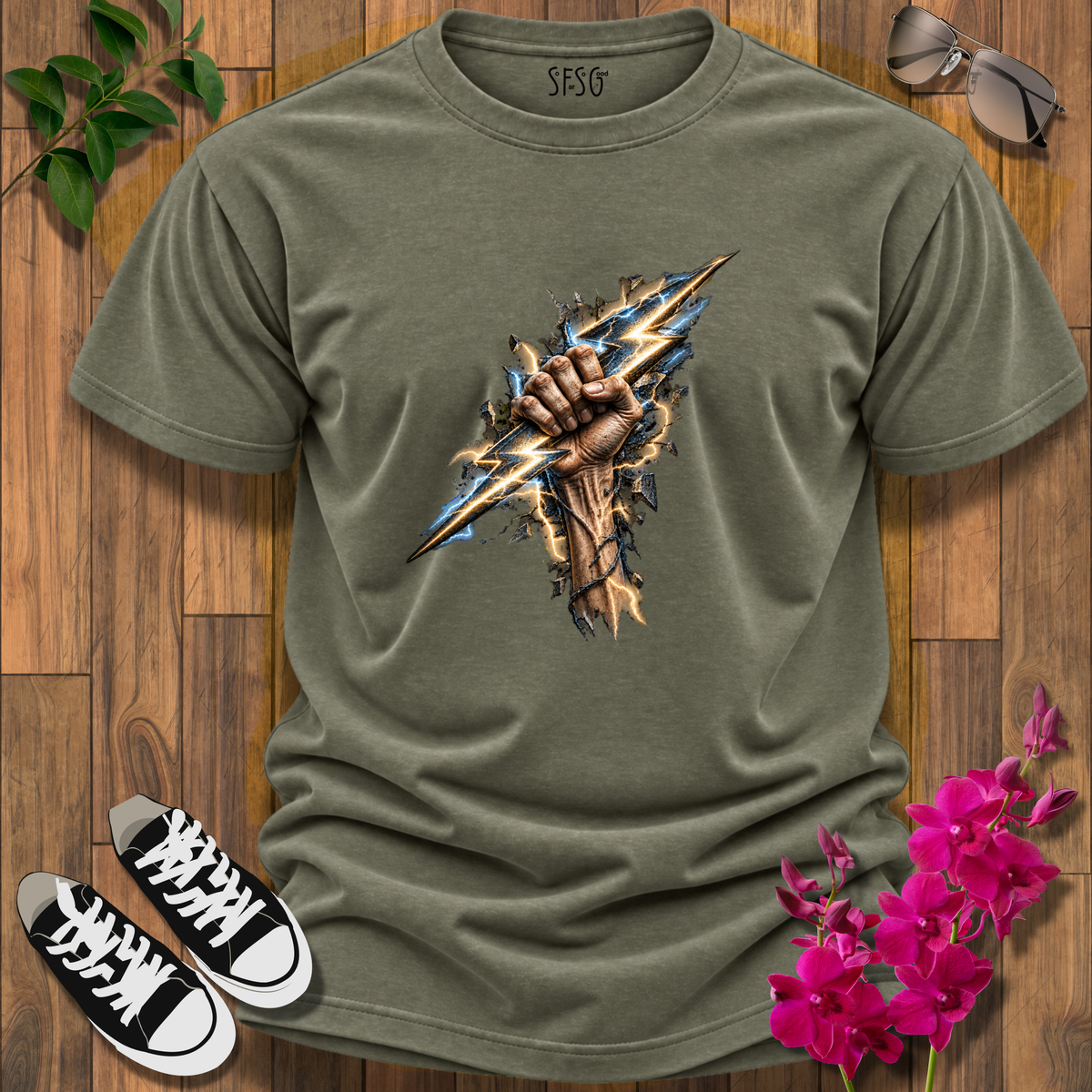 'Charged' T-Shirt Lightning Graphic Tee