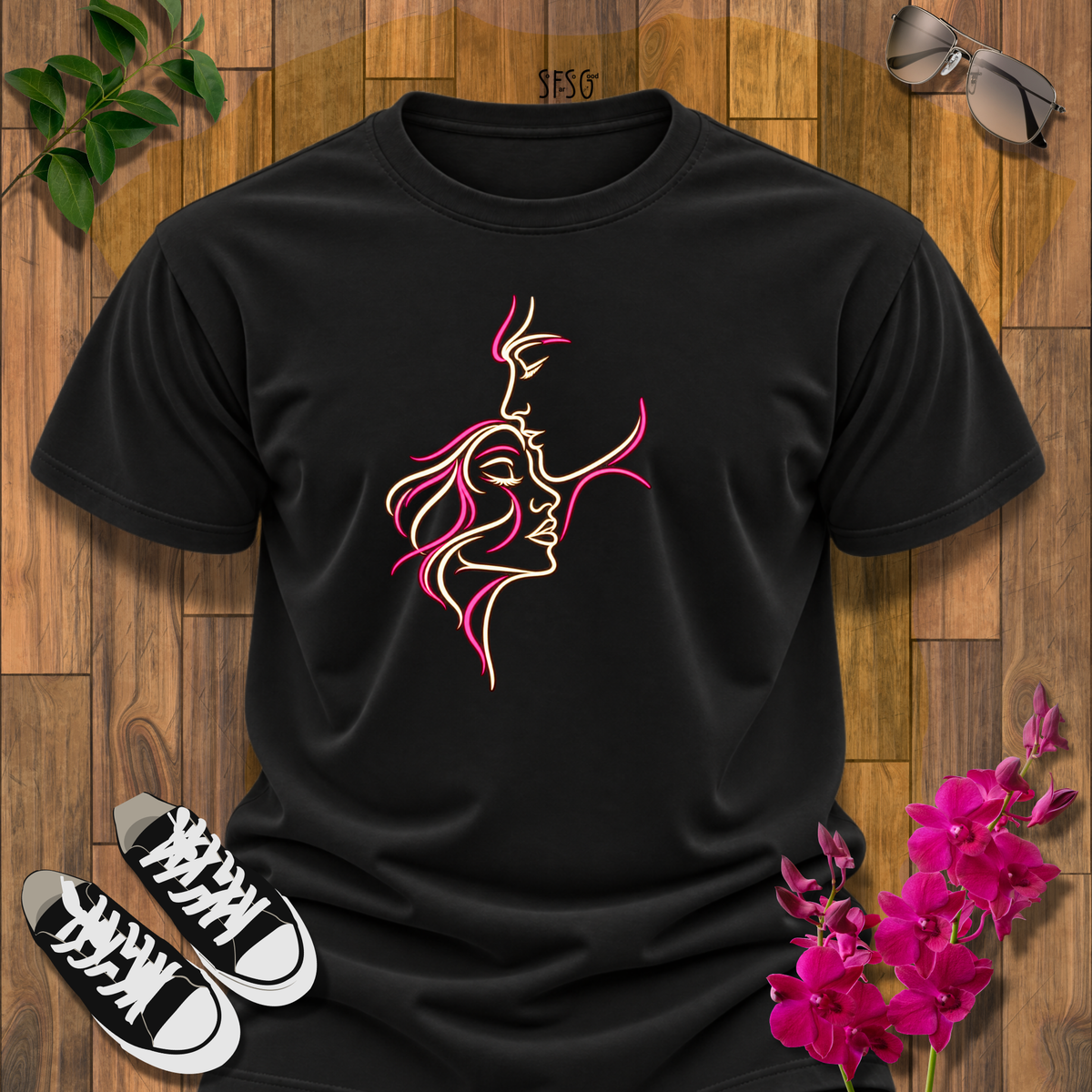 'Embrace' T-Shirt Abstract Neon Romantic Tee