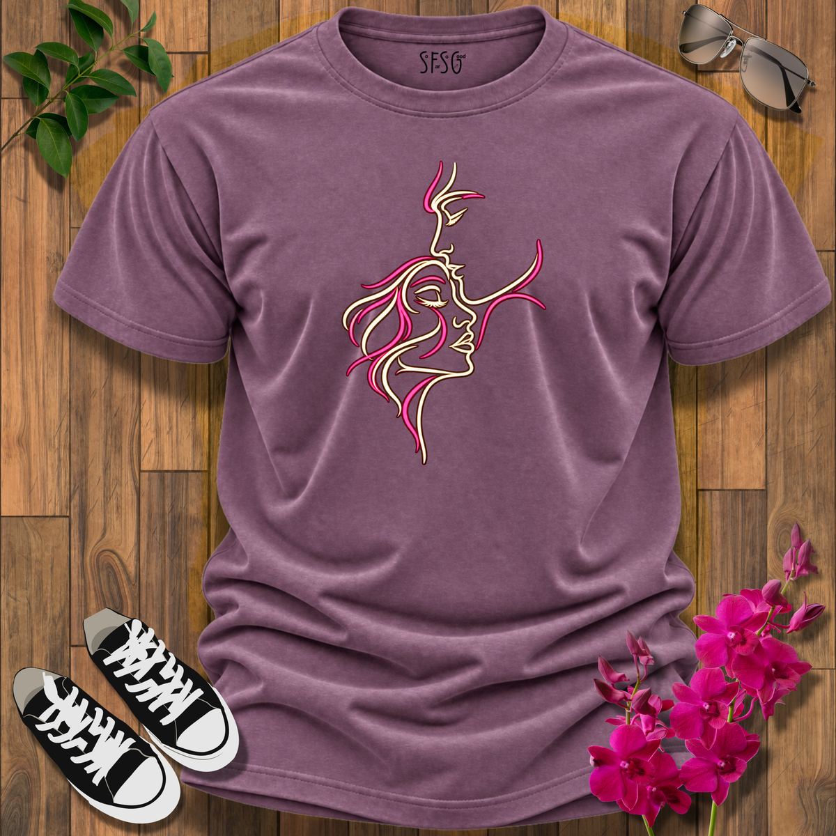 'Embrace' T-Shirt Abstract Neon Romantic Tee