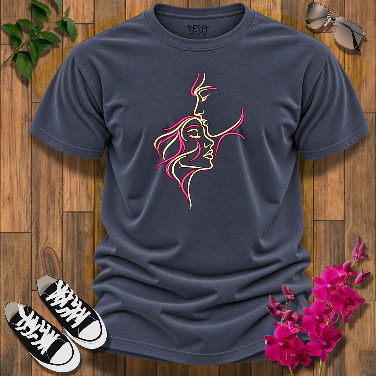 'Embrace' T-Shirt Abstract Neon Romantic Tee