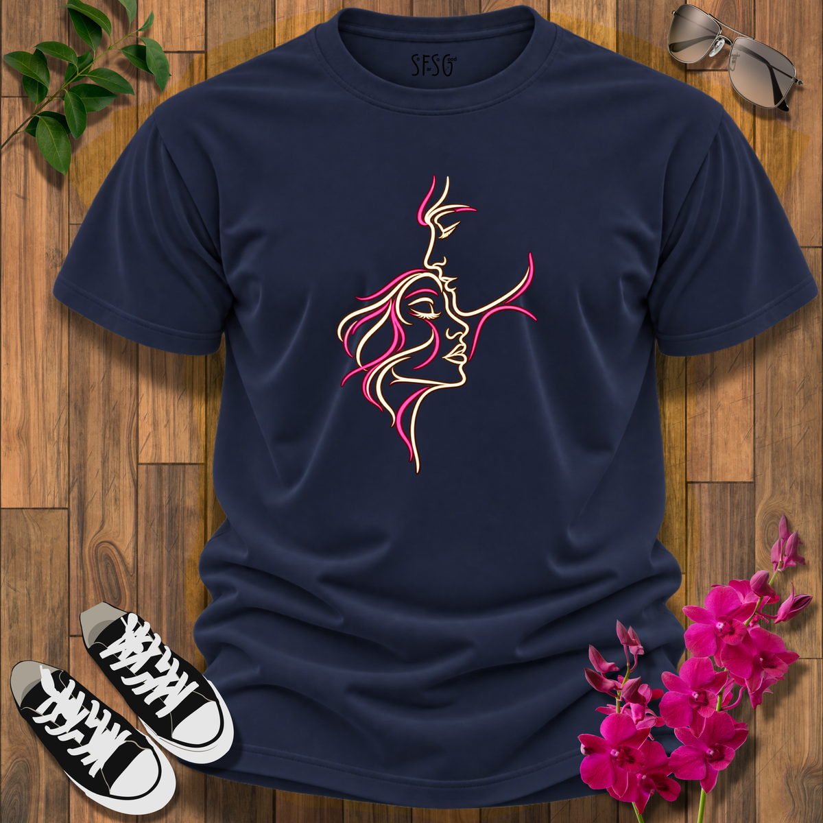 'Embrace' T-Shirt Abstract Neon Romantic Tee