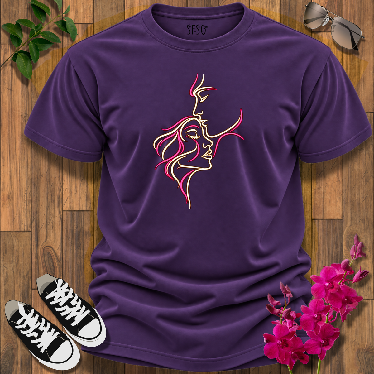 'Embrace' T-Shirt Abstract Neon Romantic Tee
