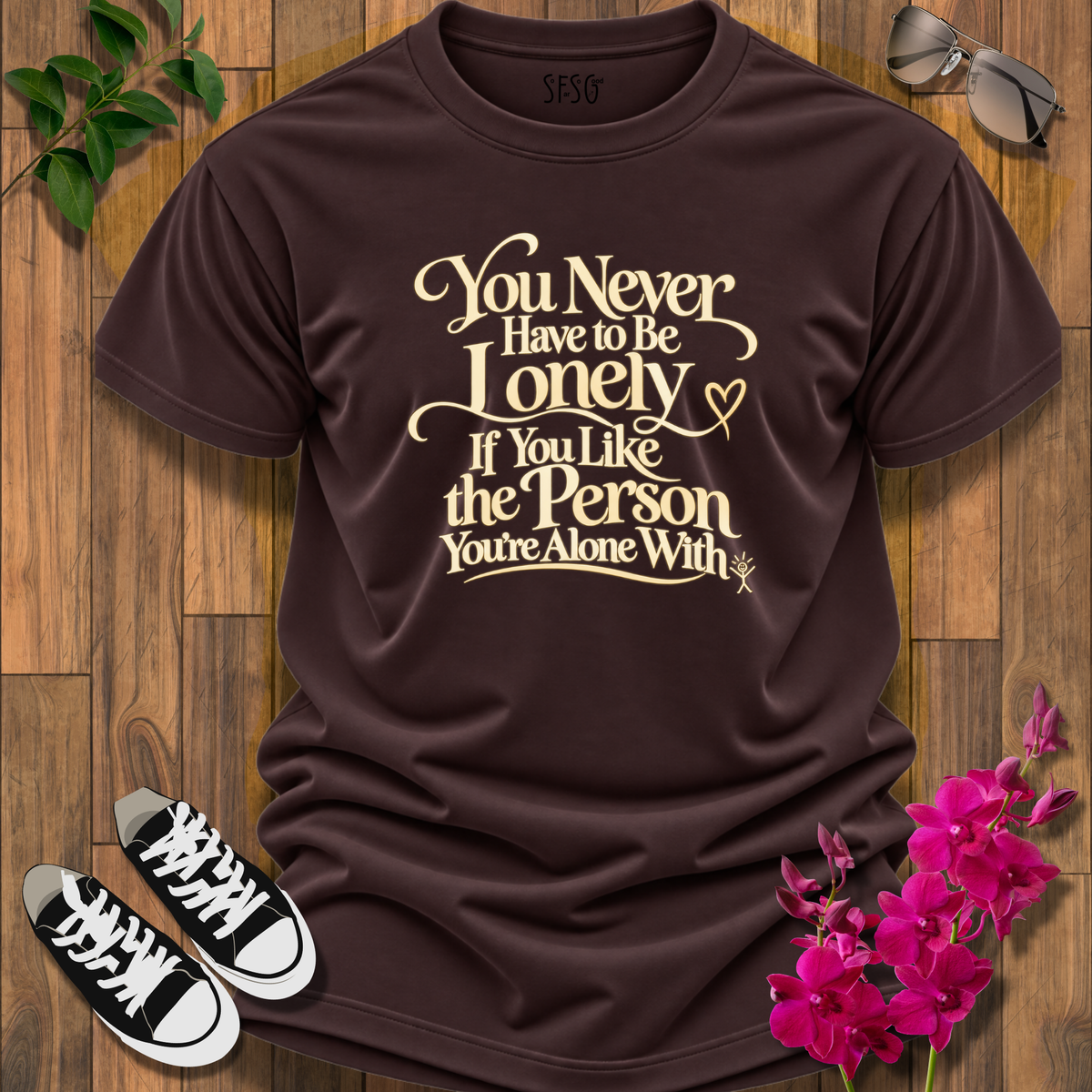 'Never Alone' T-Shirt Inspirational Quote Tee