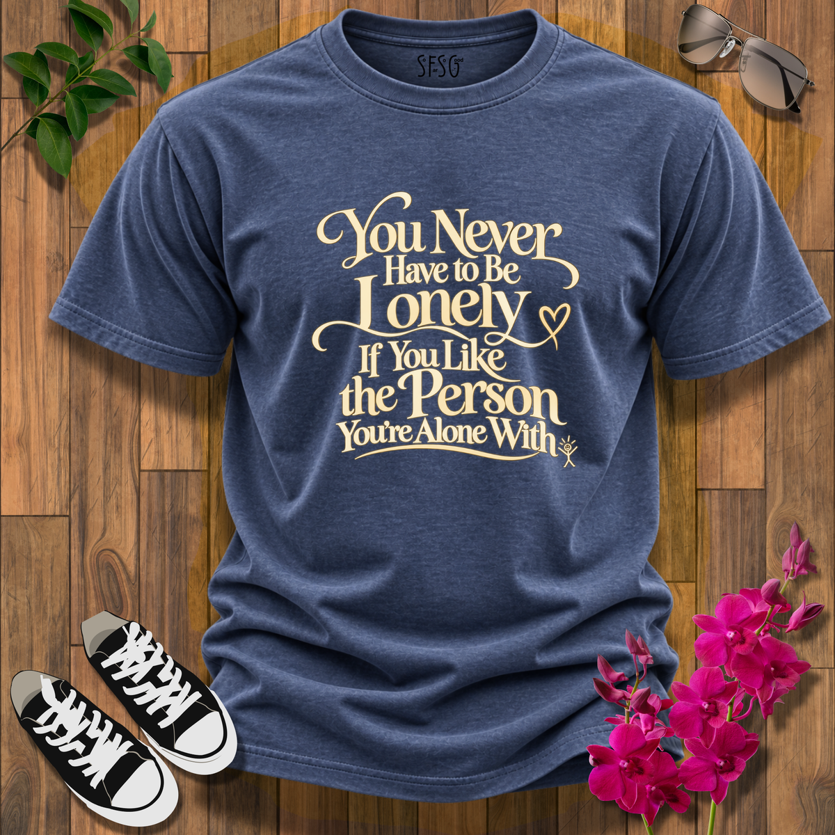 'Never Alone' T-Shirt Inspirational Quote Tee