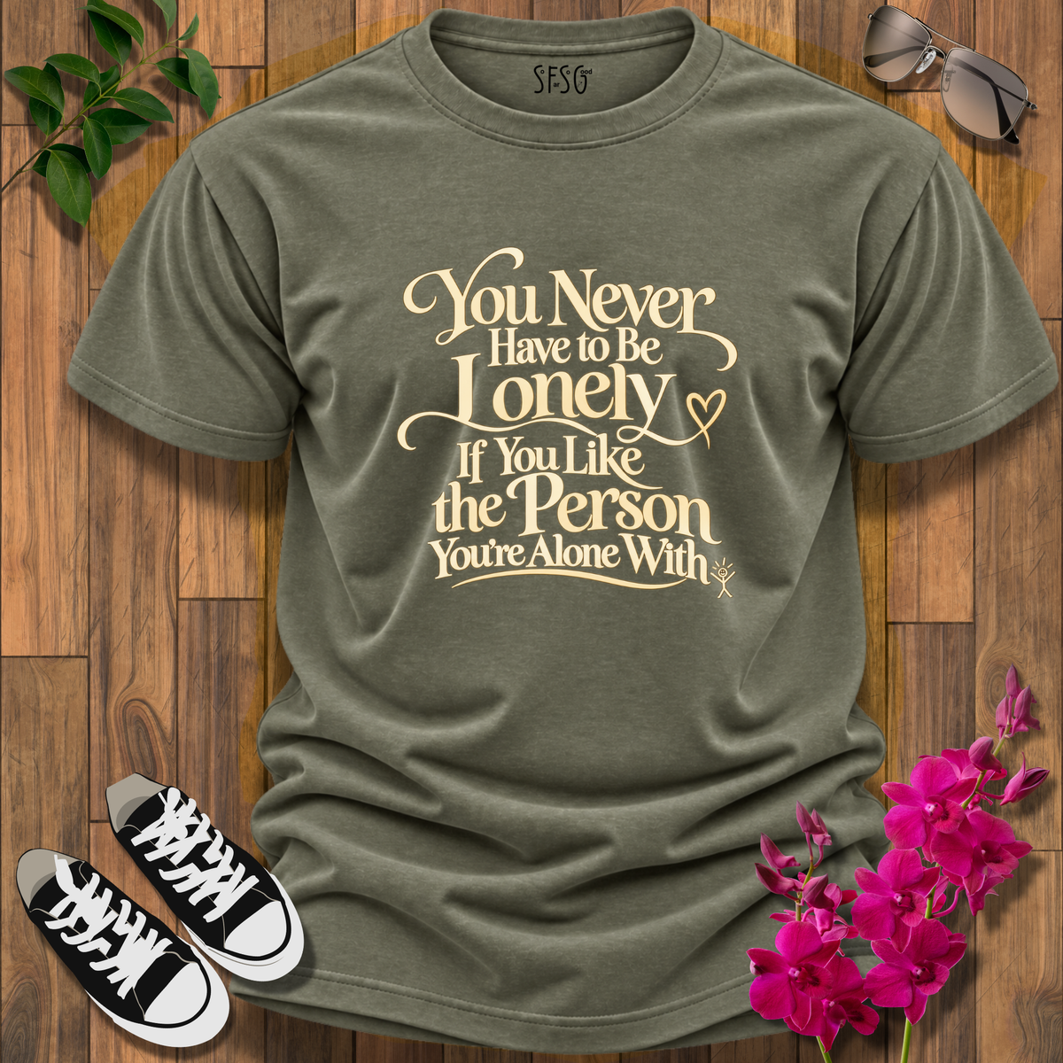 'Never Alone' T-Shirt Inspirational Quote Tee