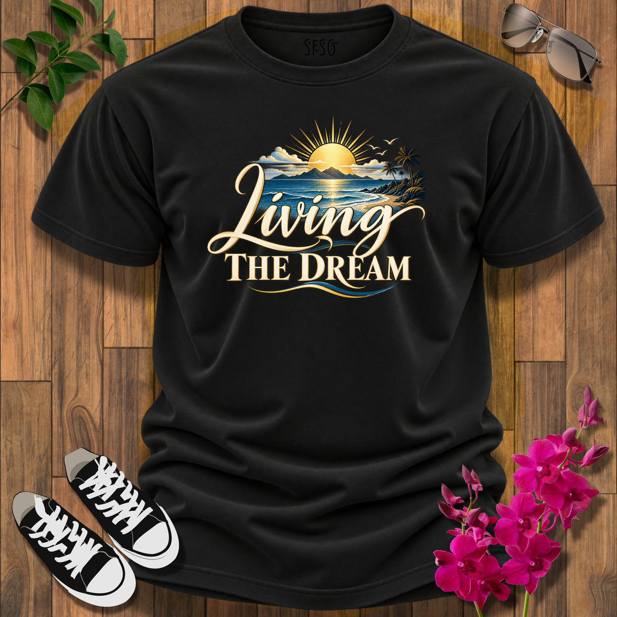 'Living the Dream' T-Shirt Graphic  Inspirational Tee
