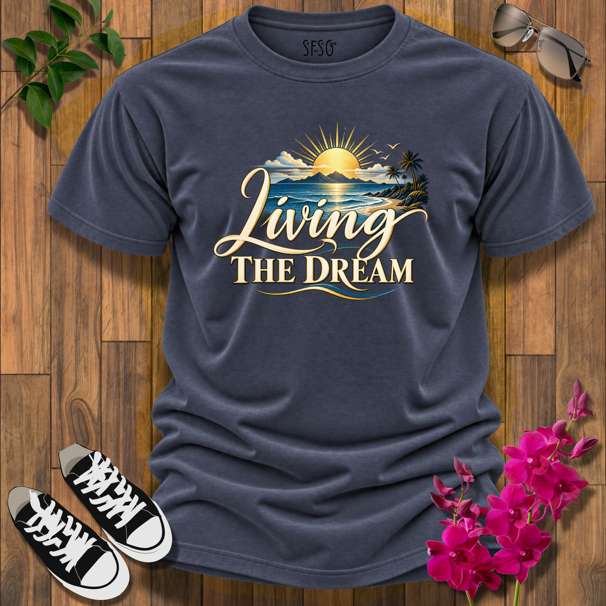 'Living the Dream' T-Shirt Graphic  Inspirational Tee